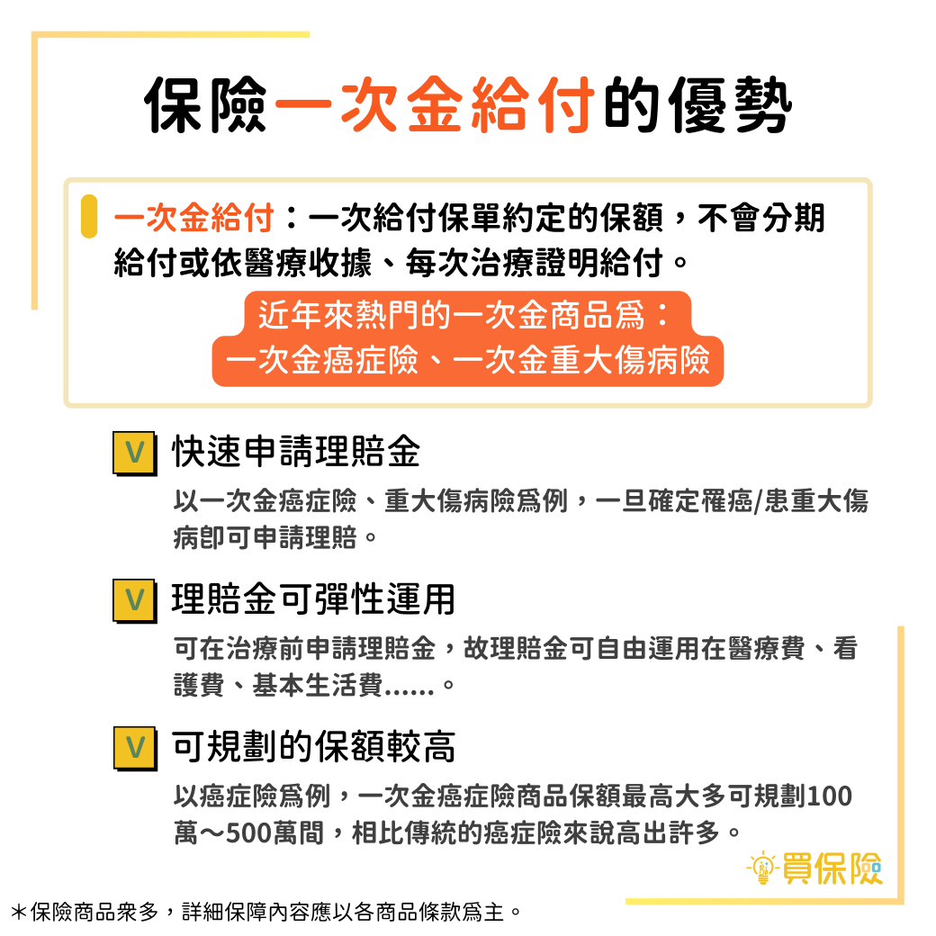 什麼是保險一次金給付？有什麼優勢？